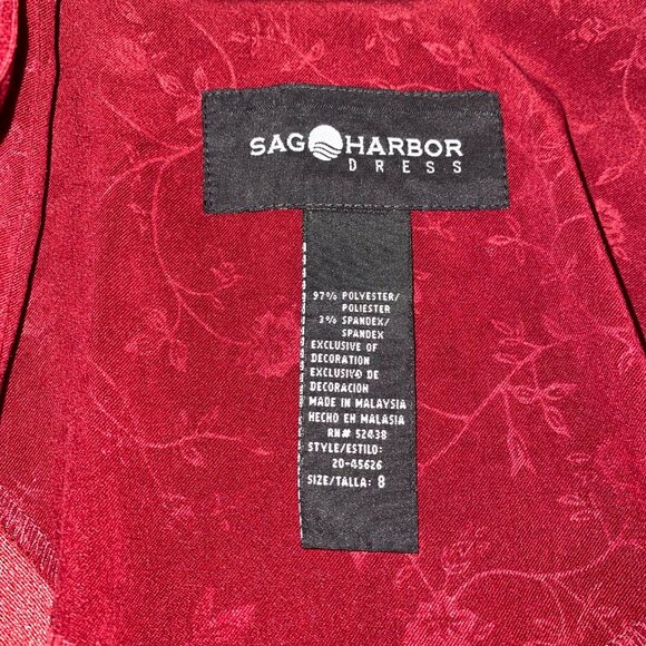 Sag Harbor Velvet Blazer Womens Size 8 Jacket Burgundy Floral Cuffs Open Front - Picture 5 of 6